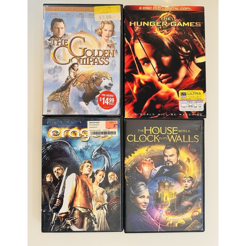 Lot Of 4 DVD: The Golden Compass, Eragon, Hunger Games, House with a Clock